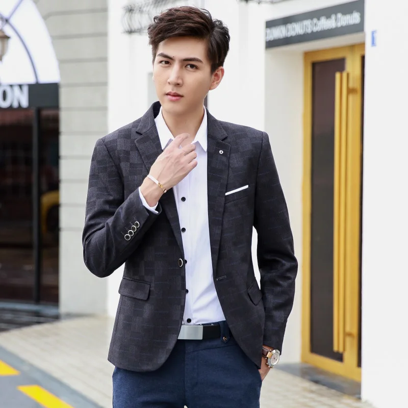 Новый мужской блейзер мужская повседневная приталенная куртка Мужская