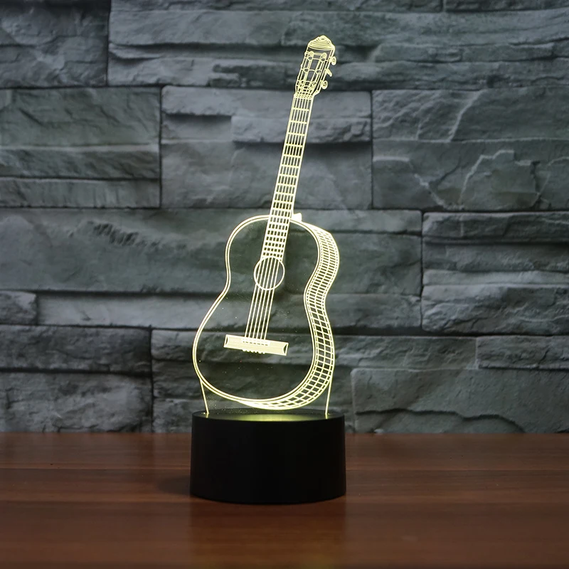 3D Оптическая иллюзия LED гитара ночник 7 цветов Изменение декор комнаты свет
