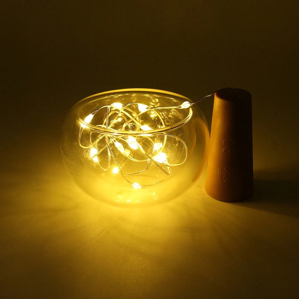 2 м 20LED медный провод струнный свет с бутылкой пробка для бутылки DIY Стекло Крафтовая бутылка Фея Гирлянда Свадьба Рождество с батареей