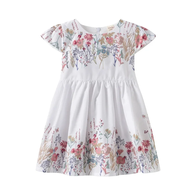 2019 new summer girls dress children's casual pattern petal sleeve dresses kids flower princess A-Line cotton | Детская одежда и
