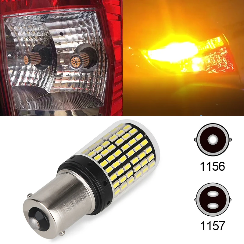 12V 21 Вт 3014 144SMD Светодиодный лампочки Canbus без ошибки BA15S 1156 светодиодный BA15D 1157 светодиодный фонарь стоп-сигнала для поворотов светильник Предупреждение аксессуары