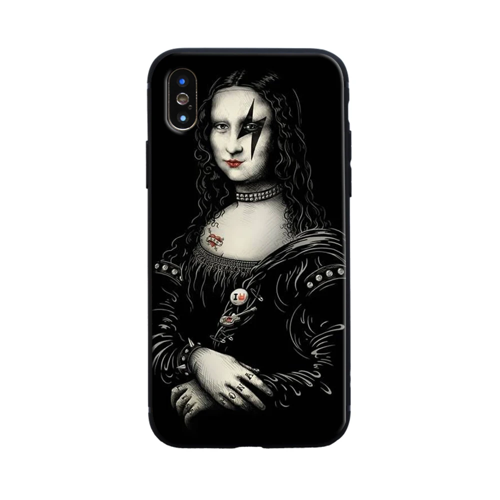 XIAOCHENGGUI Мона Лиза арт Давид линии черный мягкий чехол для телефона для iPhone 8 7 6 6S Plus X XS MAX 5 5S XR 11 pro max чехлы - Цвет: 2 soft case