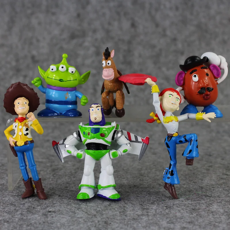 6 шт./лот История игрушек Jessie Woody and Buzz Lightyear Mr Potato Head Little Green Men Alien Rex PVC фигурка
