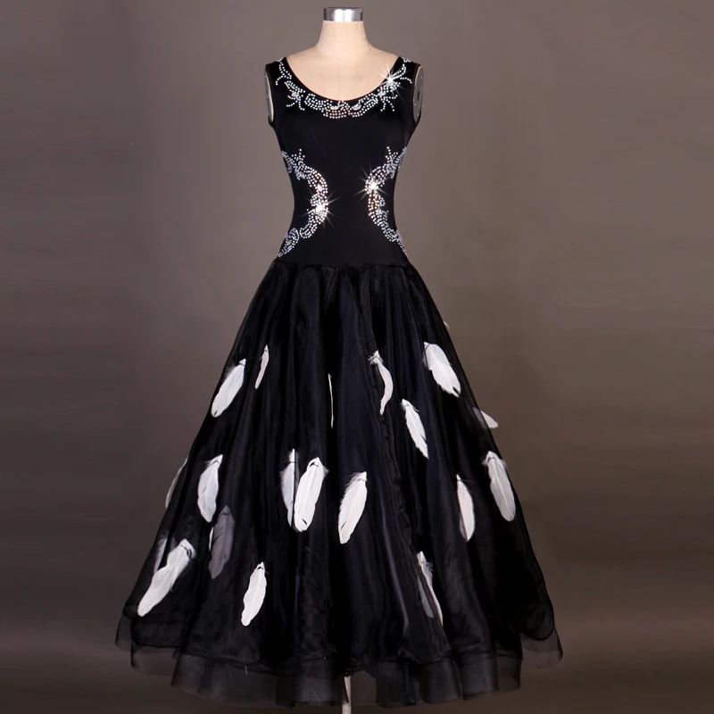 

Ballroom Dancing Dress Rhinestone Modern Dancewear Tango Dance Outfit Feather Flamenco Dresses Escapulario Vestido Juvenil