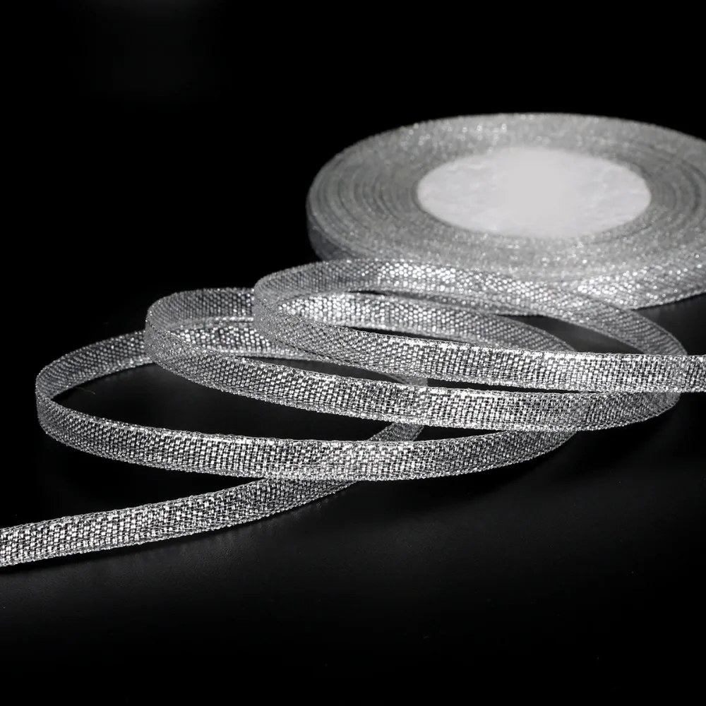 Плоская веревка из полиэстера 25 ярдов/партия золотистая/Серебристая стандартная