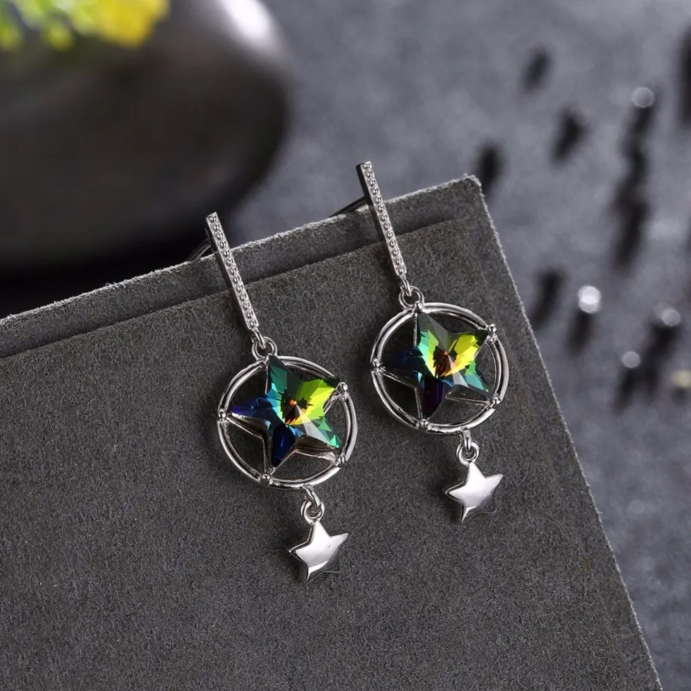 Серьги-подвески женские из серебра 925 пробы с кристаллами Swarovski | Украшения и