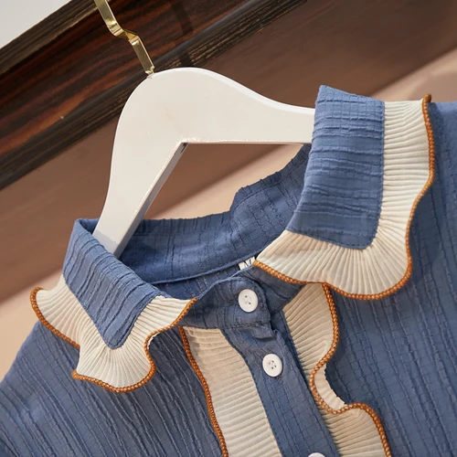 Женское платье с оборками L XXXXL синее свободное мини расклешенными рукавами