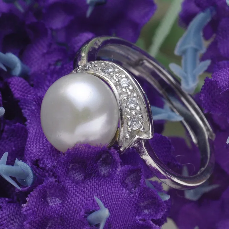 ASHIQI настоящие кольца с натуральным пресноводным жемчугом для женщин Свадебные 925