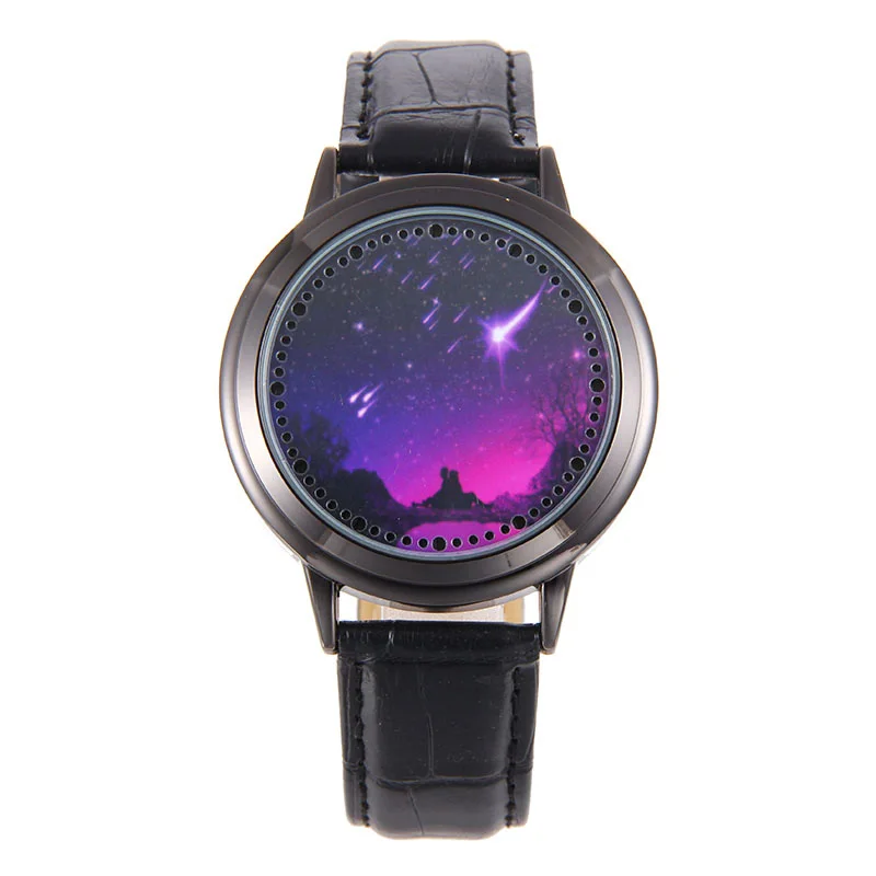 Прямая поставка Оригинальные кожаные светодиодные часы для женщин пара часов