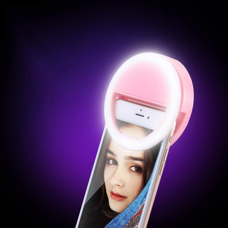Selfie Portable Flash Led Camera Phone re-lighting Bright selfie light USB charging round live Photo Lights | Электроника