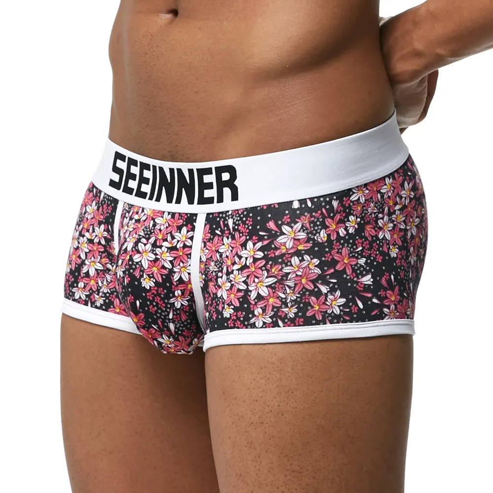 Seeinner Мужское нижнее белье мужские клетчатые трусы хлопковые ремень для шортов