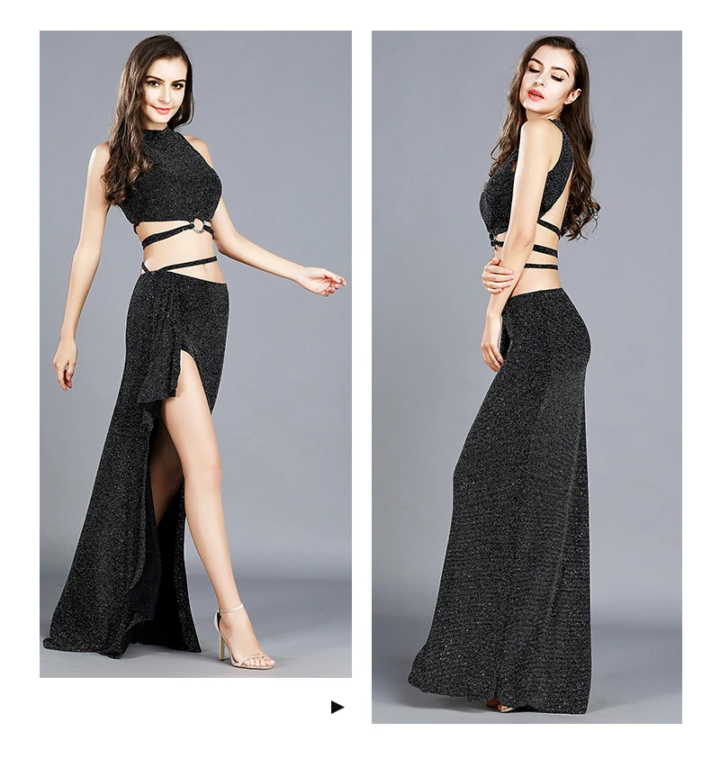 Irregularity special metal woven fabric exquisite flash high elasticity sexy backless belly dance dress performance costume suit