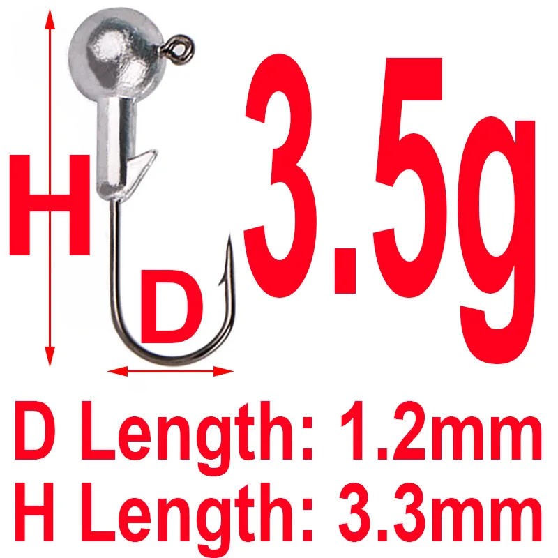 3.5g 5 шт., 1 г, 2 г, 5 г, 7 г, 10 г, 14 г, 20 г, 25 г, кривошипная головка, крючок, свинцовый крючок для рыбалки, лобзик, приманка, жесткая приманка, мягкий червь, крючок для рыбалки - Цвет: 3.5g