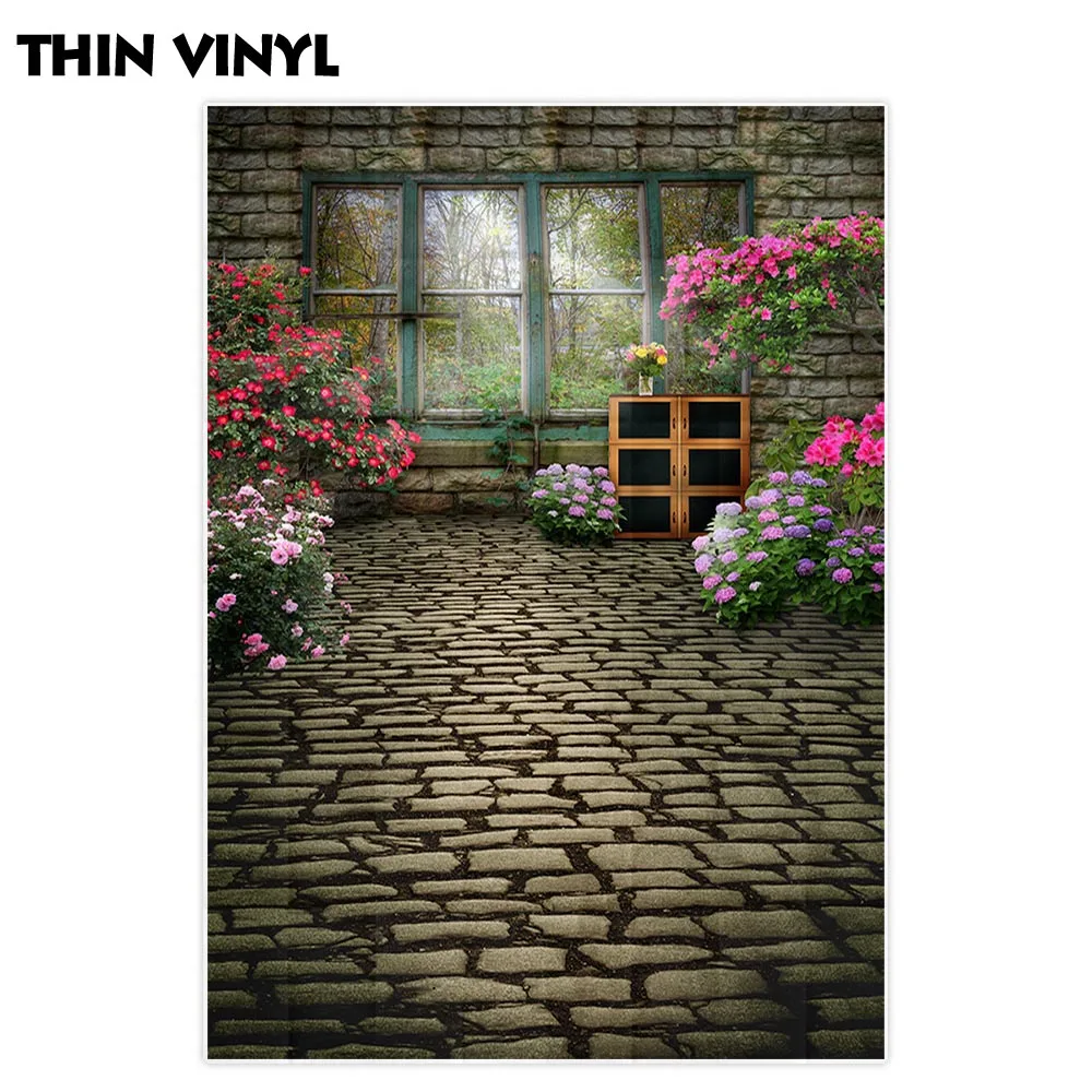 Фон для фотосъемки Allenjoy с изображением весенних цветов каменной комнаты окна