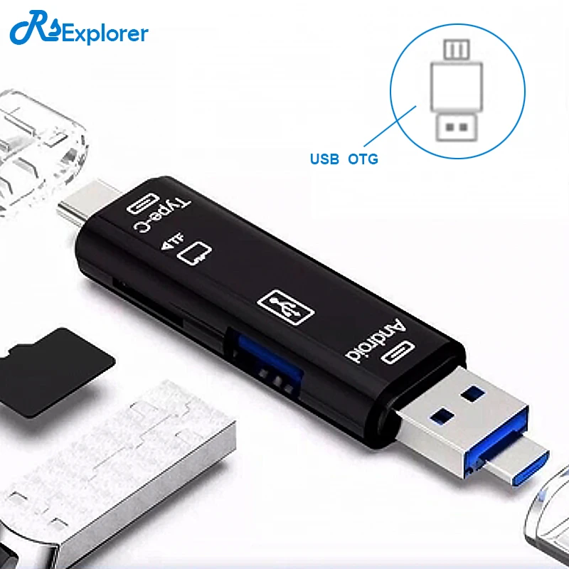 RSExplorer Type-C 5-in-1 OTG Card Reader High speed USB 2.0 Read TF memory card adapter and female interface For PC | Компьютеры и