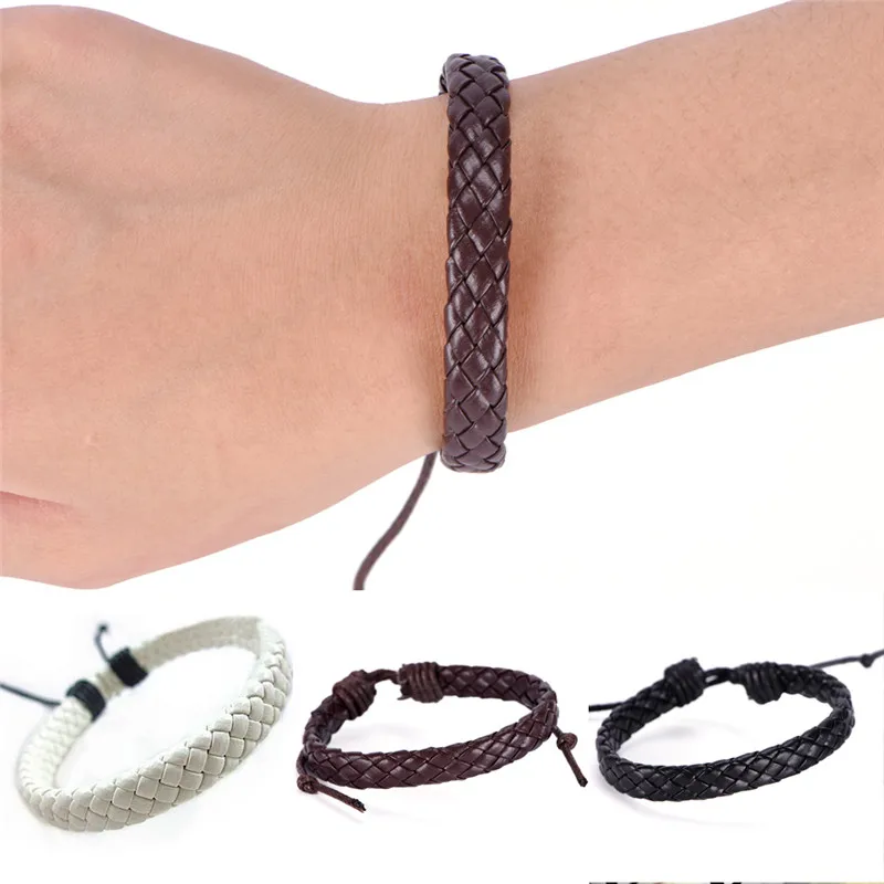 Fashion Men Black Leather Bracelet Friendship Bracelets &amp Bangles Pulseras Hombre Punk Jewelry Gift | Украшения и аксессуары
