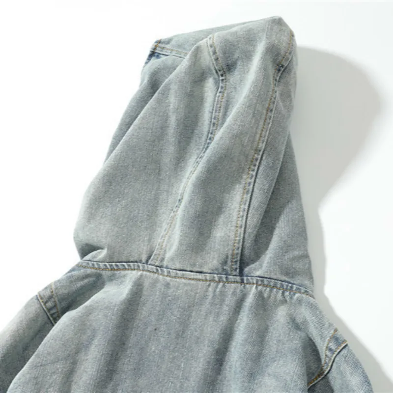 Hoodie Jeans Jacket Half Up Zipper Pullover Denim Outwear Fashion Hip Hop Men Casual Oversize Skateboard 2018 | Мужская одежда