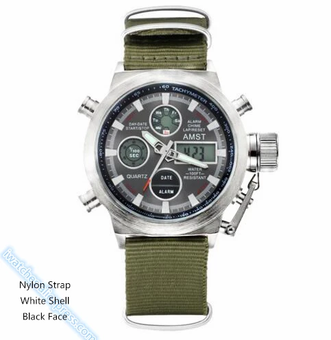 N white Мужские модные спортивные военные наручные часы новые AMST часы мужские люксовый бренд 5ATM 50m светодиодный цифровой аналоговый кварцевые часы для дайвинга - Цвет: N white