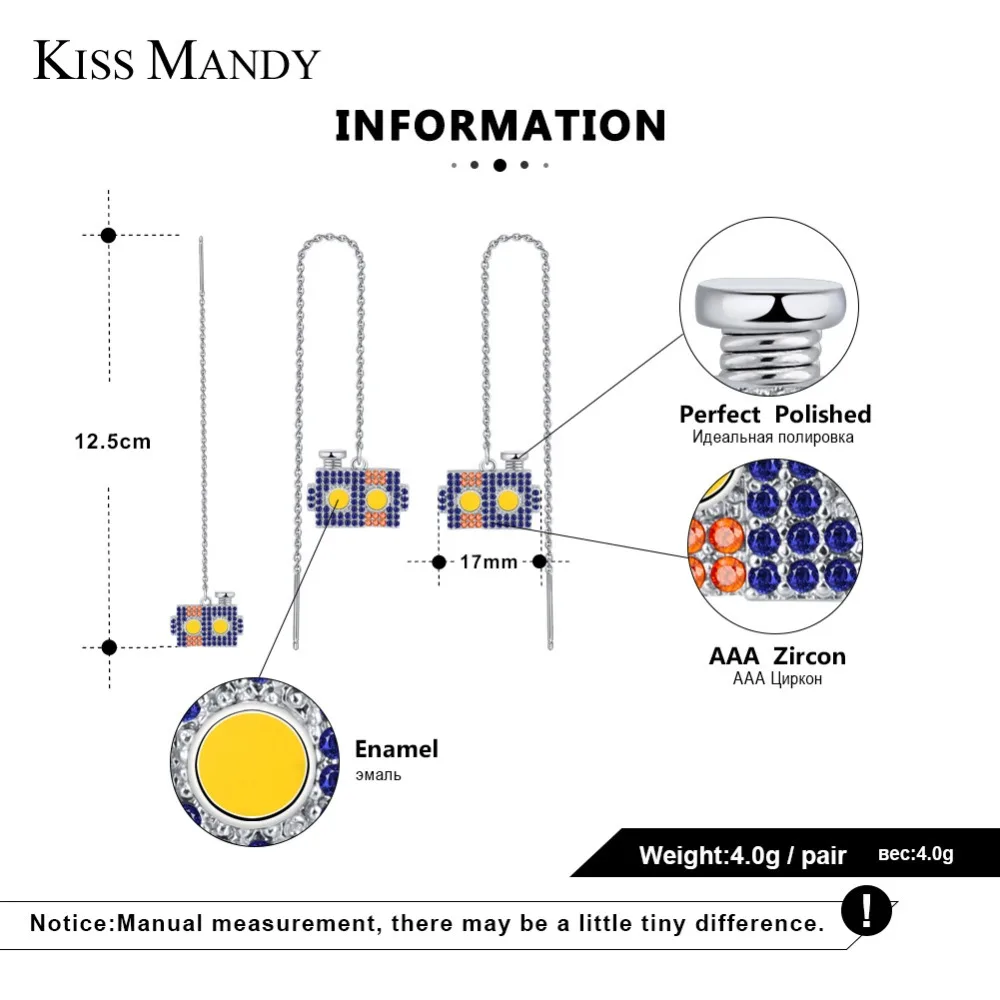 Женские серьги подвески серебряного цвета с цирконом квадратной