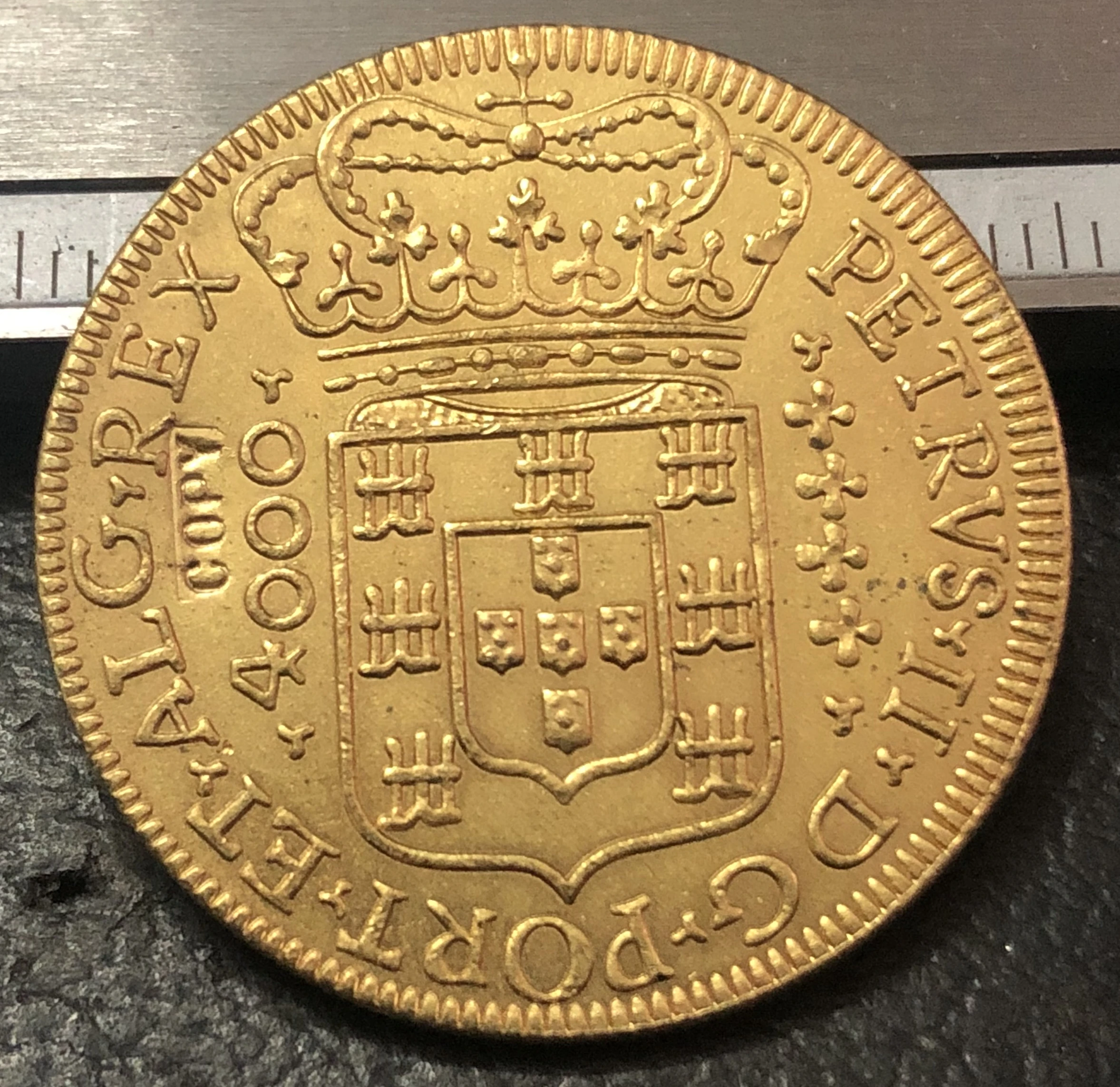 1703 Бразилия 4000 Reis Pedro II Золотая копия монеты|gold jar|gold coin machinegold titanic |