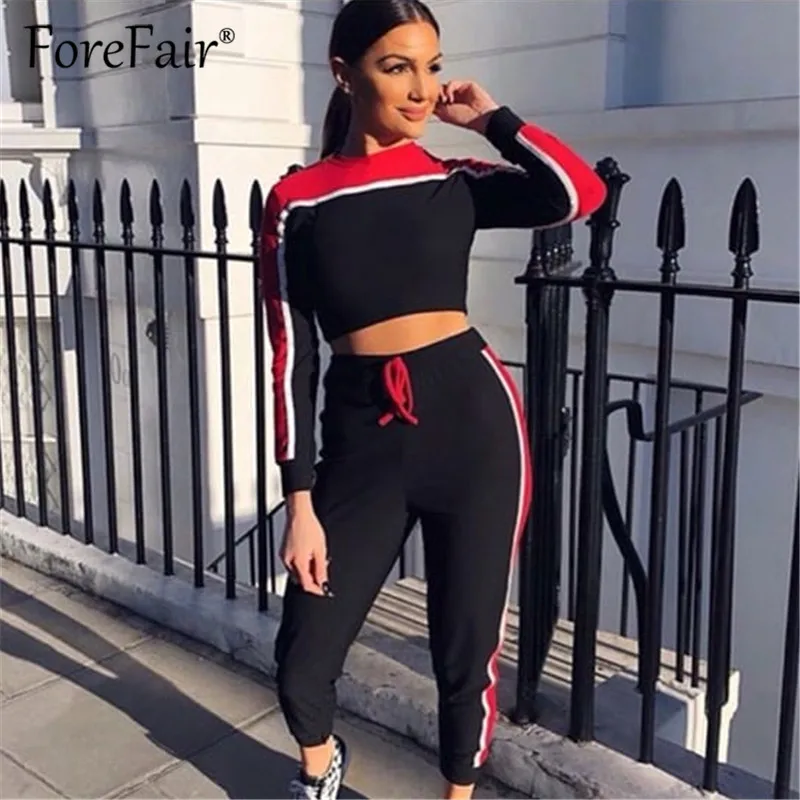 Forefair 2018 Осенние Женский комплект 2 шт. спортивные костюмы Спортивная