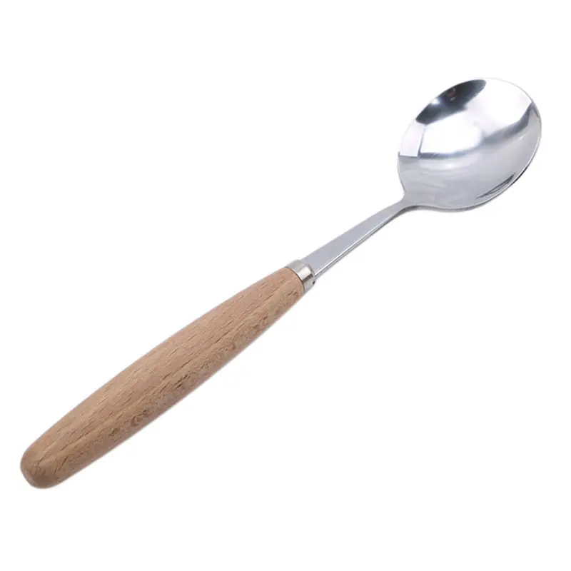 Креативная Горячая 1 шт. Длинная Деревянная ручка из нержавеющей стали кофейная