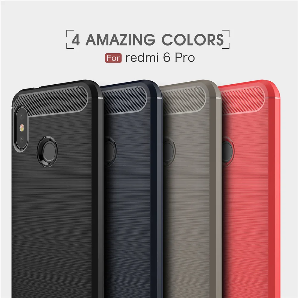 Lenuo чехол для Xiaomi Redmi 6 Pro ТПУ мягкой углеродного волокна силиконовые матовый
