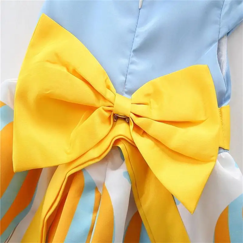 2018 Baby Girls Princess Dress Kids Yellow Collar Party Wedding Pageant Tulle Tutu Blue fire balloon Summer Cute Dresses | Детская
