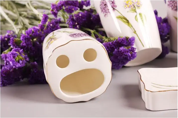 Роскошный lavenderToilet керамический набор аксессуаров для ванной комнаты, бутылка для жидкости, чашки, держатель для зубной щетки, диспенсер для мыла, украшение для ванной комнаты