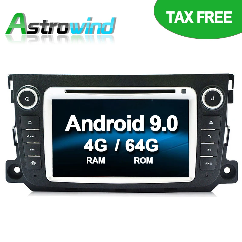 Автомобильный DVD-плеер 64 Гб ПЗУ без налога Android 9 0 GPS-навигация для Mercedes Benz Smart Fortwo