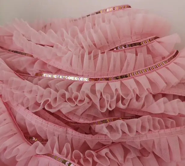 5 см ширина Горячая вышивка розовый цветок с блестками кружевная ткань отделка