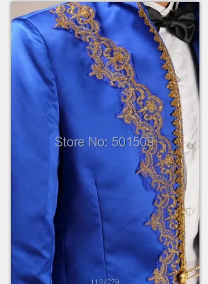 Бесплатная доставка Костюм Принца Вильям синий цвет вышивка Женский костюм