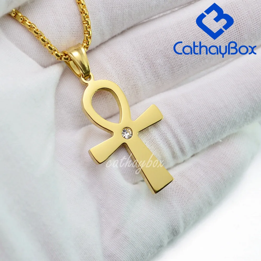 Золотой Черный Серебряный тон из нержавеющей стали Египетский коптский АНК