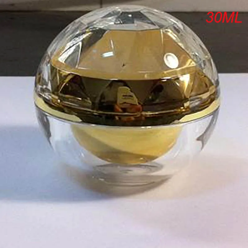 

100pcs wholesale 30g gold acrylic ball shape cream jar,plastic gold 30 g cosmetic container, ball shape 1 ounce Cosmetic Jar