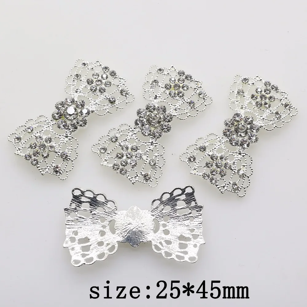 YWXINXI New Hot 5Pcs 25*45mm Bowknot alloy Diy jewelry Accessories Rhinestones Pedestal wedding Embellishments Caps Decoration | Украшения