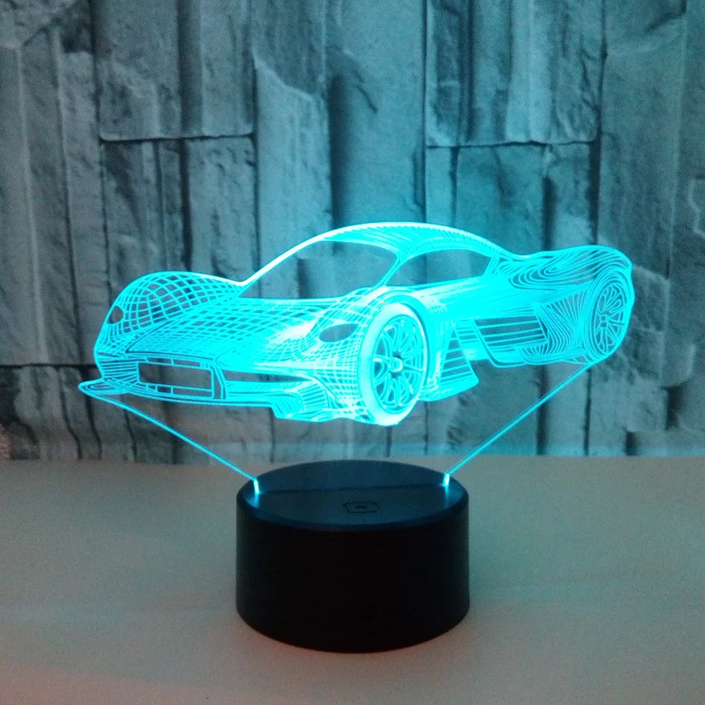 Новый спортивный автомобиль красочный 3d Ночник светильник цветной сенсорный