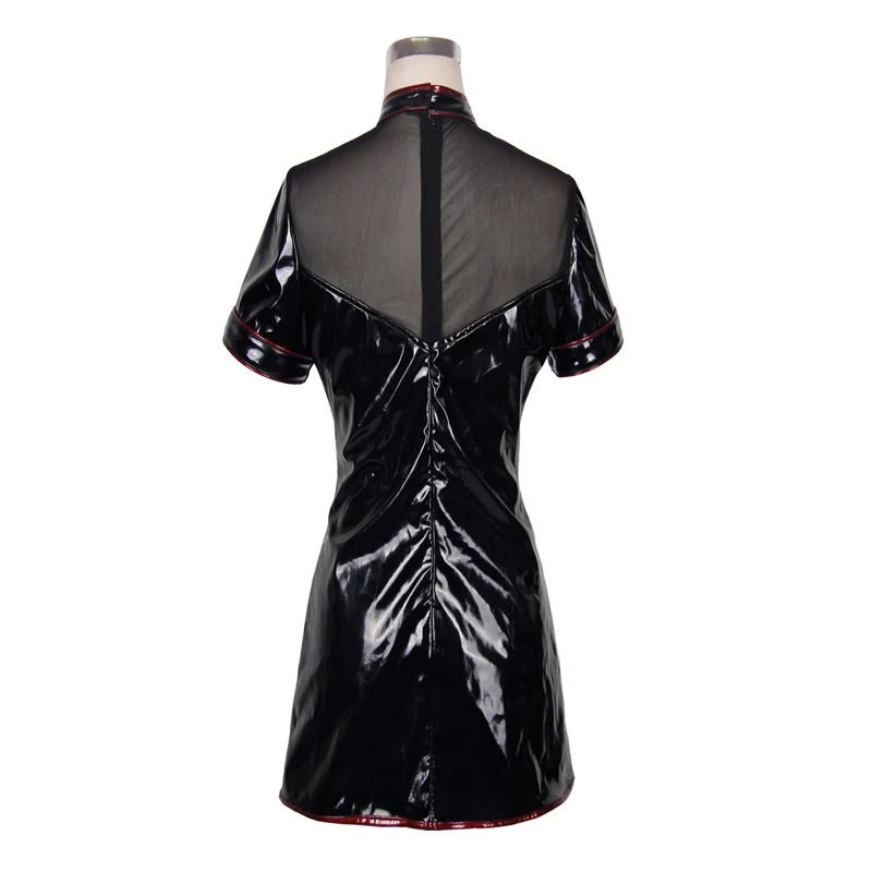 Модное пикантное короткое платье Devil в стиле стимпанк с вырезами Тяжелые кожаные