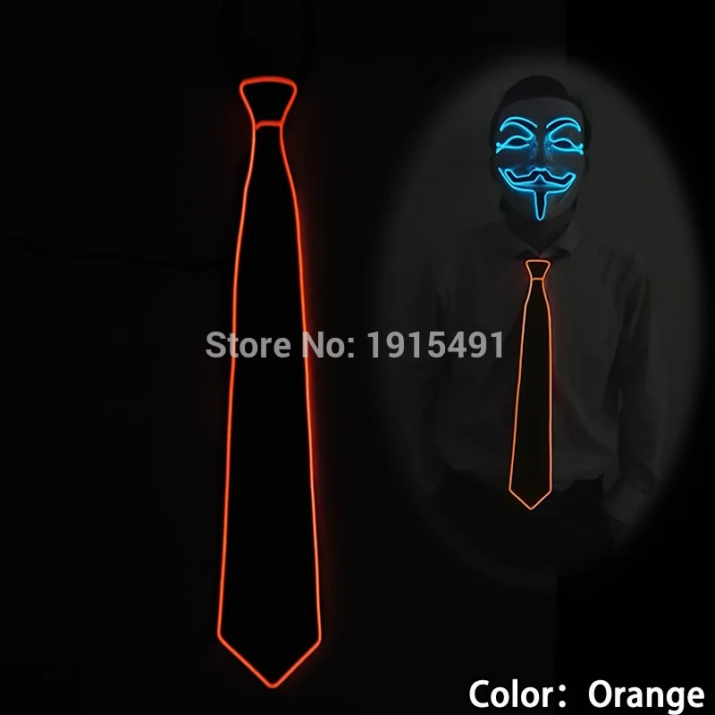 Orange 10 цветов на выбор сверкающий светодиодный холодный светильник мужской галстук Рождественская декоративная проволока el мигающий галстук для танцевального клуба, карнавала, фестиваля - Испускаемый цвет: Orange