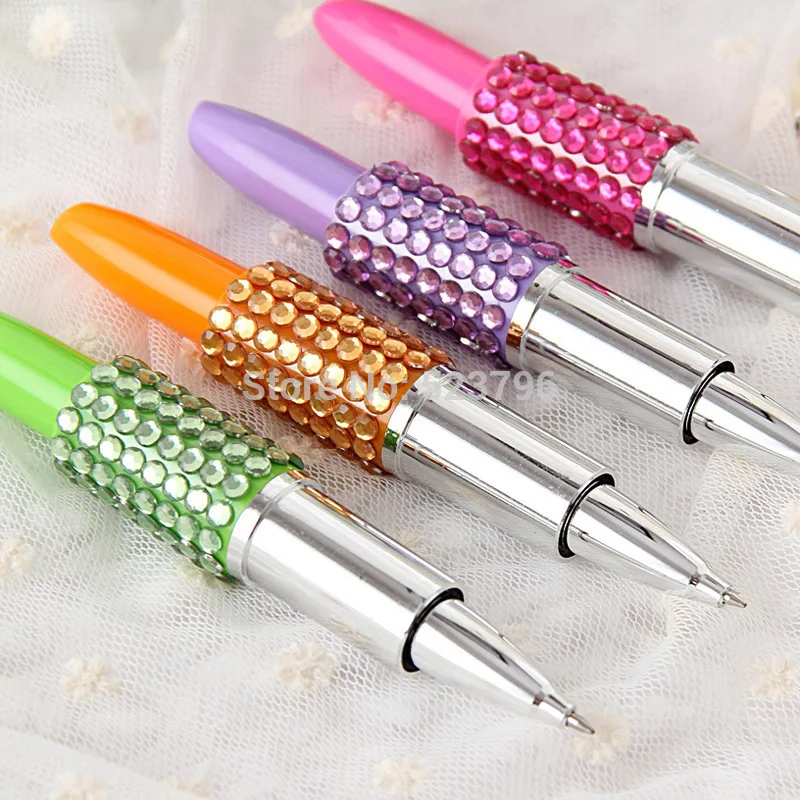 5 шт. креативная шариковая ручка Стразы в виде губной помады офисные