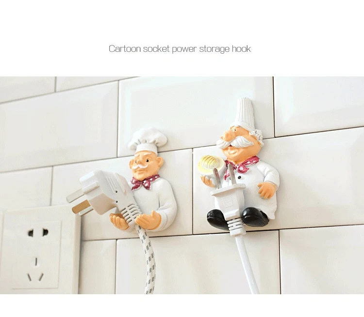 1PCS Cute creative plug hook strong paste hook cartoon socket power cord storage hook door rear key storage clothes hook