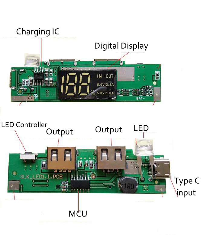 Type-C входной внешний аккумулятор чехол для дома 7*18650 батарея DIY SMD внешний аккумулятор крышка с печатной платой комплект аксессуаров для samsung huawei