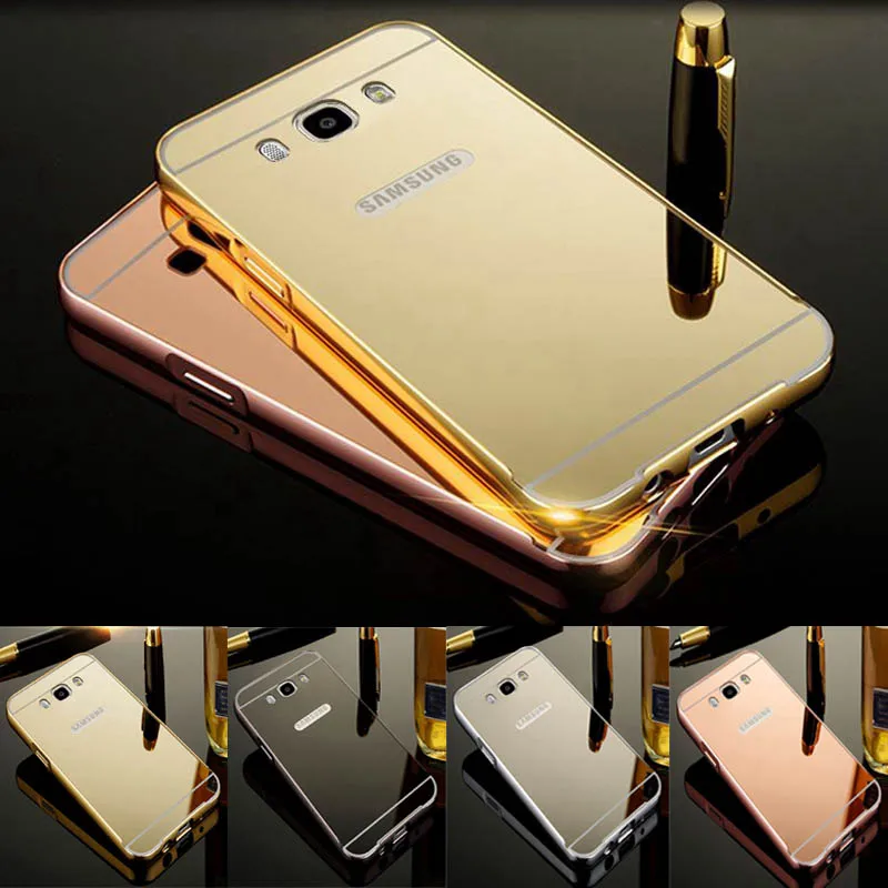 Для samsung J5 2016 покрытие корпуса Зеркало чехол Алюминий металлический бампер акрил