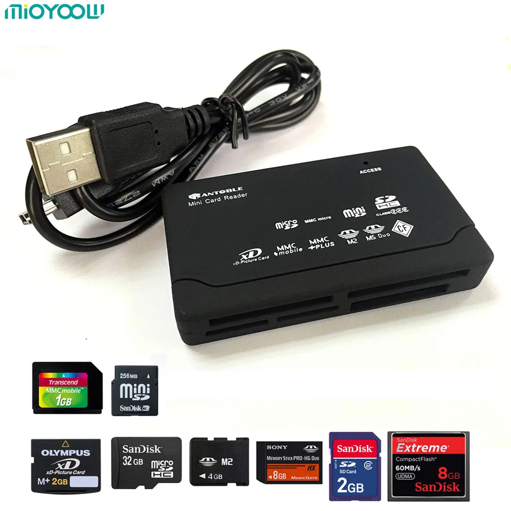 MiOYOOW, новинка, USB 2,0, кард-ридер, TF, MS, M2, XD, CF, Micro SD, кард-ридер, 480 Мбит/с, кард-ридер, Мини карта памяти, кард-ридер с датой