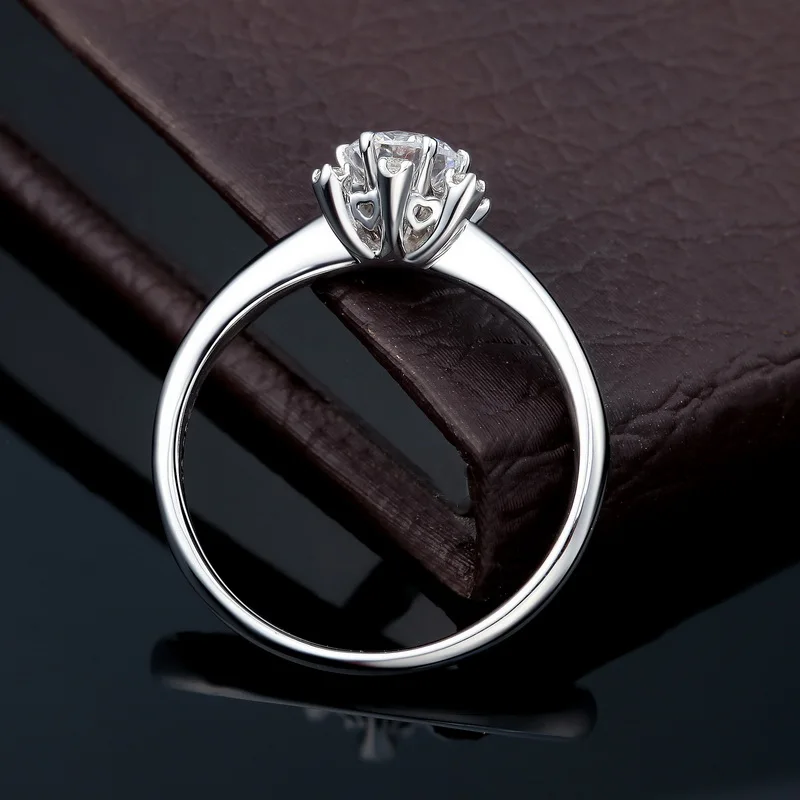 Женское кольцо с муассанитом из белого золота 18 К 0 5 карат|ring for|rings for womenring style |