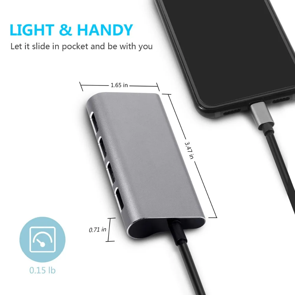 Высокоскоростной USB разветвитель с портом Type C на 4 порта 3 0 PD 5 Гбит/с|USB-хабы| |