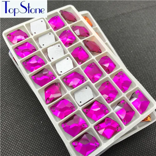 fuchsia TopStone космические Швейные стеклянные хрустальные стразы Flatback 2 отверстия пришить Камень для костюма платье одежда - Цвет: fuchsia