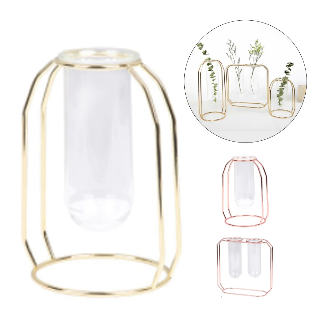 Stile nordico In Ferro Vetro Semplice Arte Vaso di Forma Geometrica Vaso Lusso 1 комплект для украшения камеры Letto аксессуары