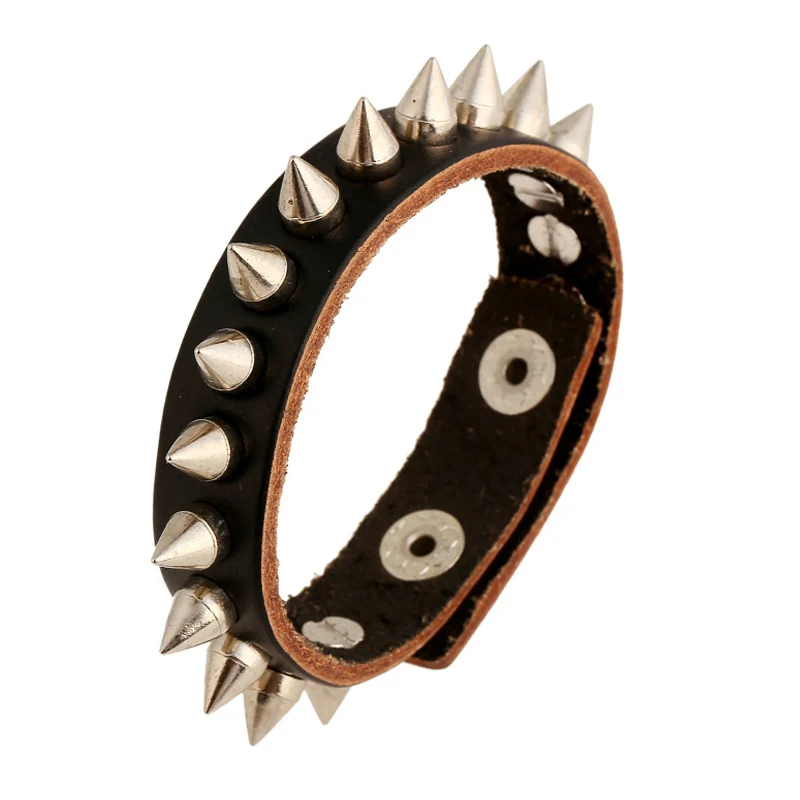 Браслеты манжеты из натуральной кожи с серебряным покрытием и заклепками|bangles for