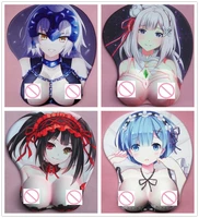 2019 new version japanese anime silicone 3d mouse pad lycra fabric wristbands cartoon creative sexy mouse pad chest mouse pad