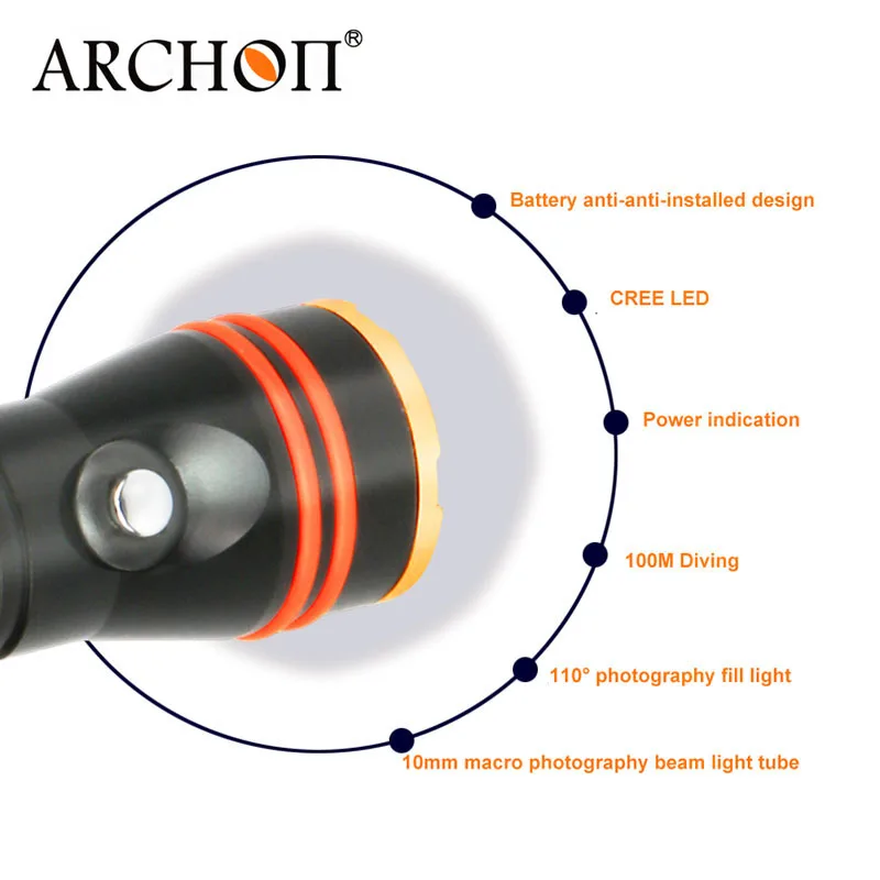 Морской карманный фонарик для дайвинга ARCHON D11V-II D11V фотография дайвинг светильник видео светильник 100 м подводный фонарь для снорклинга Макс 1200 люмен